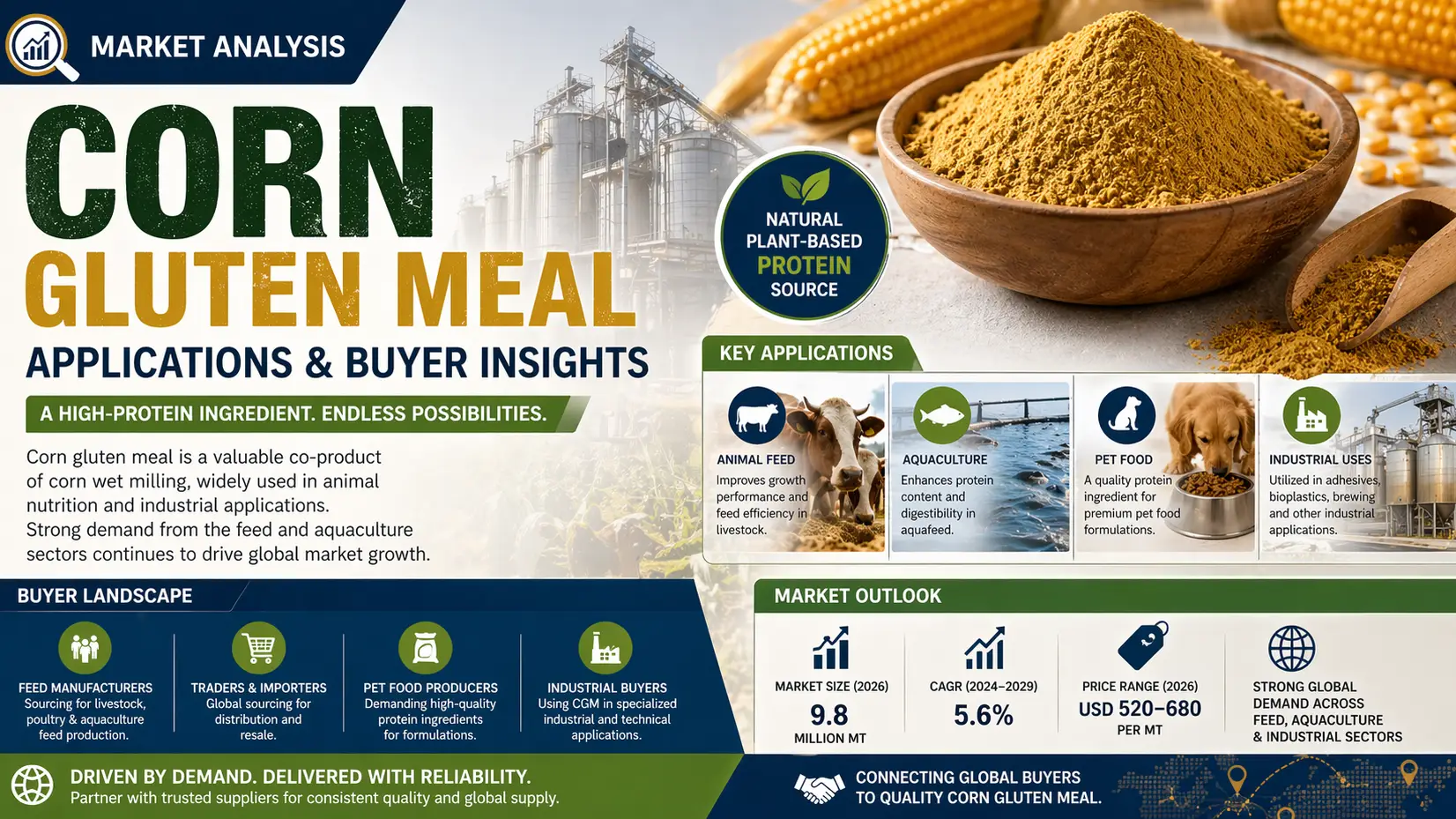 Mercado de harina de gluten de maíz 2026: aplicaciones, compradores y dinámica de crecimiento