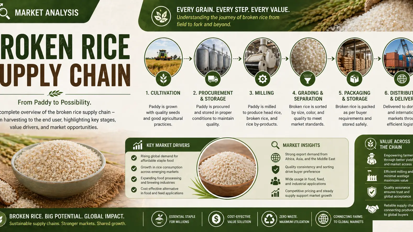 Global Broken Rice Supply Chain Outlook 2026: Trade, Prices & Flows