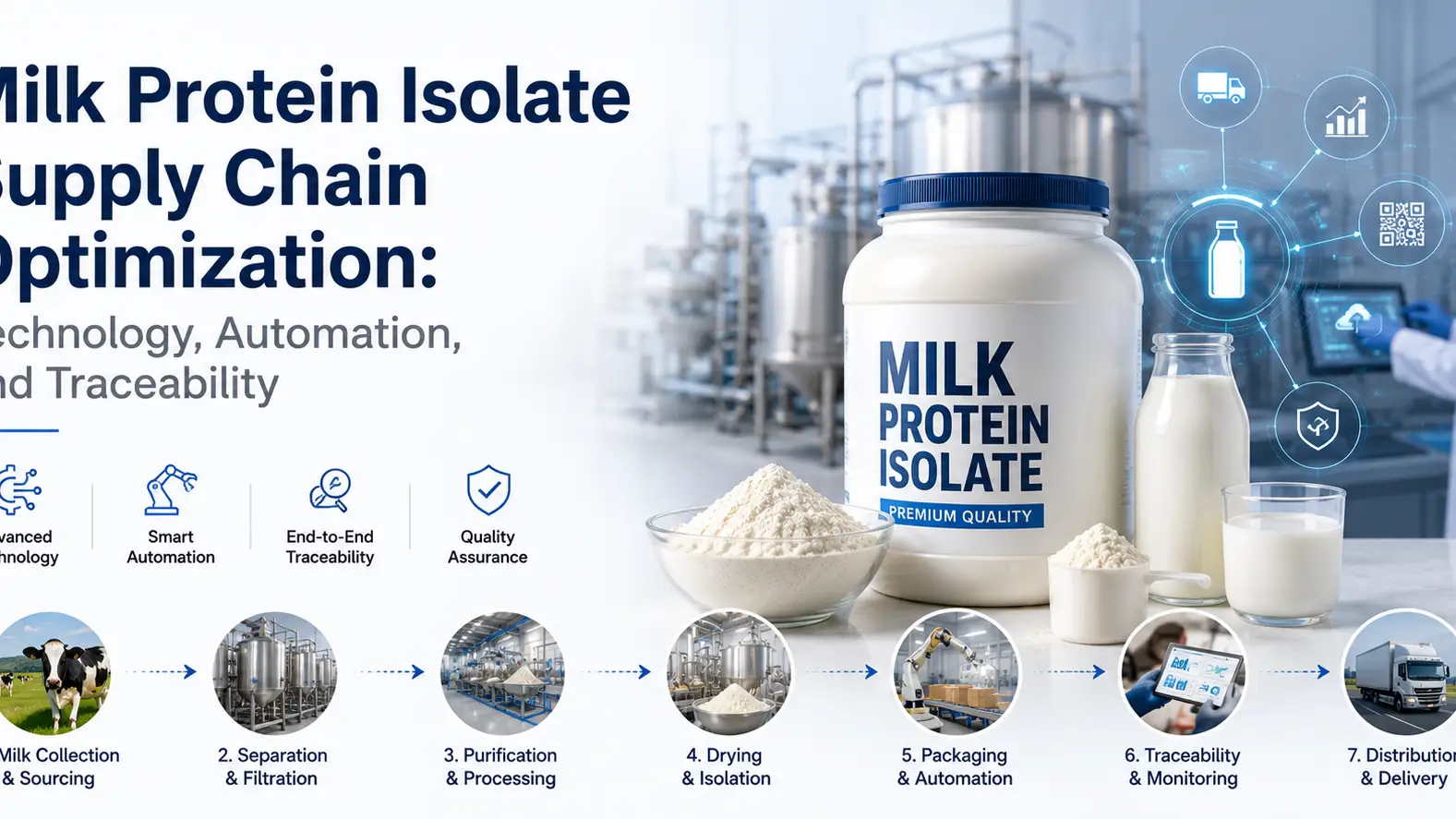 Rantau Pasokan Isolat Protein Susu: Teknologi, Otomatisasi & Ketertelusuran